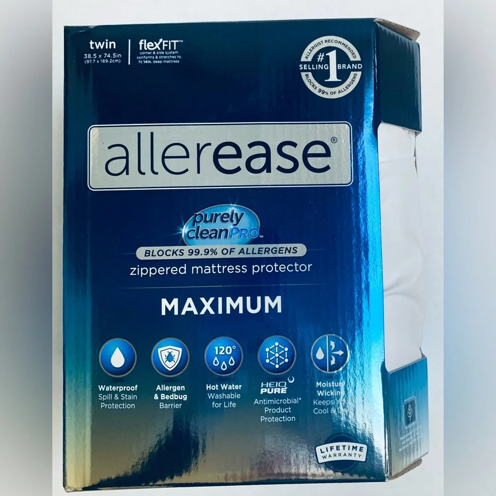 Twin AllerEase Waterproof Maximum Allergy Mattress Protector Cover New